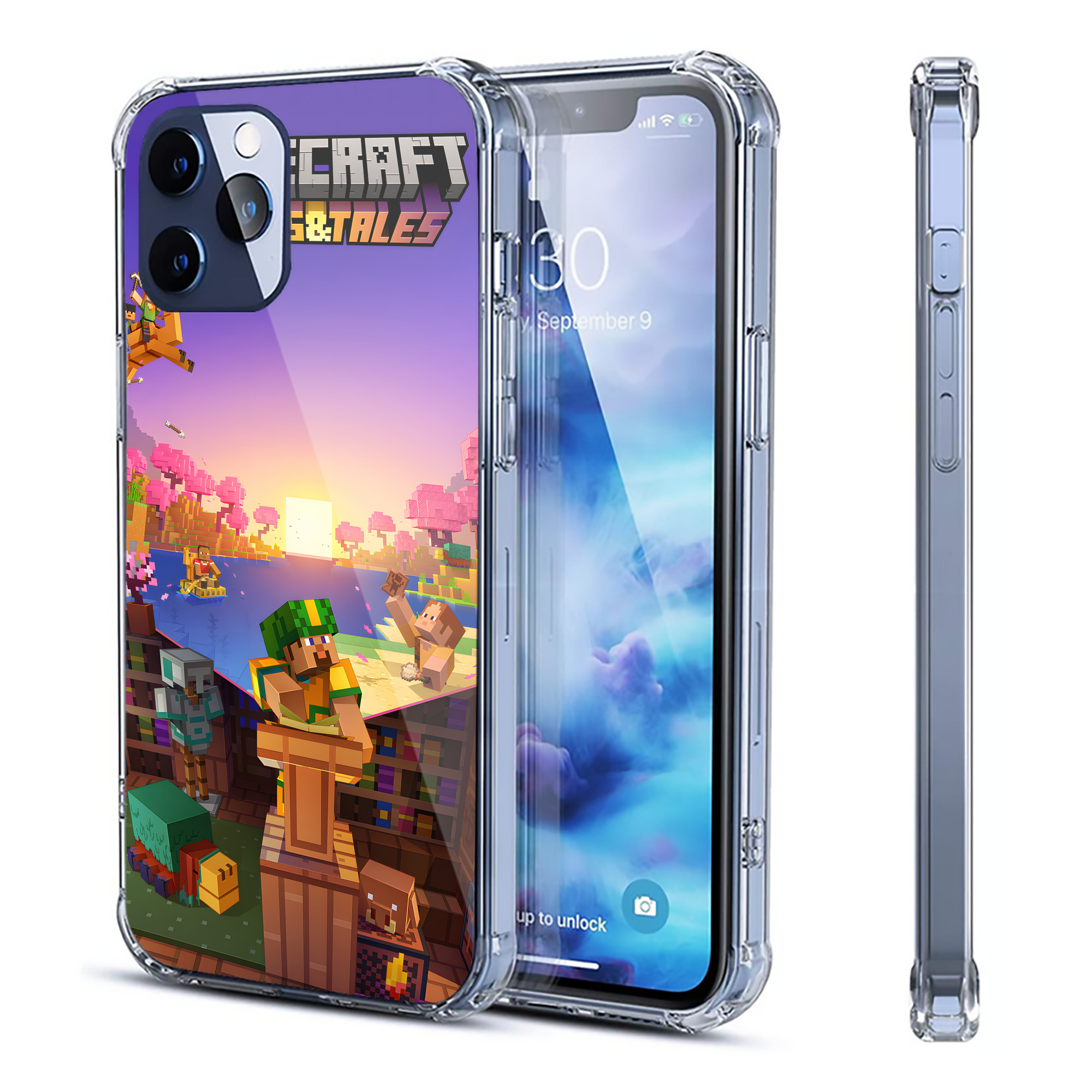 （画像用） マインクラフト ブロックの世界 Minecraft MC Block world 【iPhone 12シリーズ対応】透明スマホケース（クリアソフトケース）